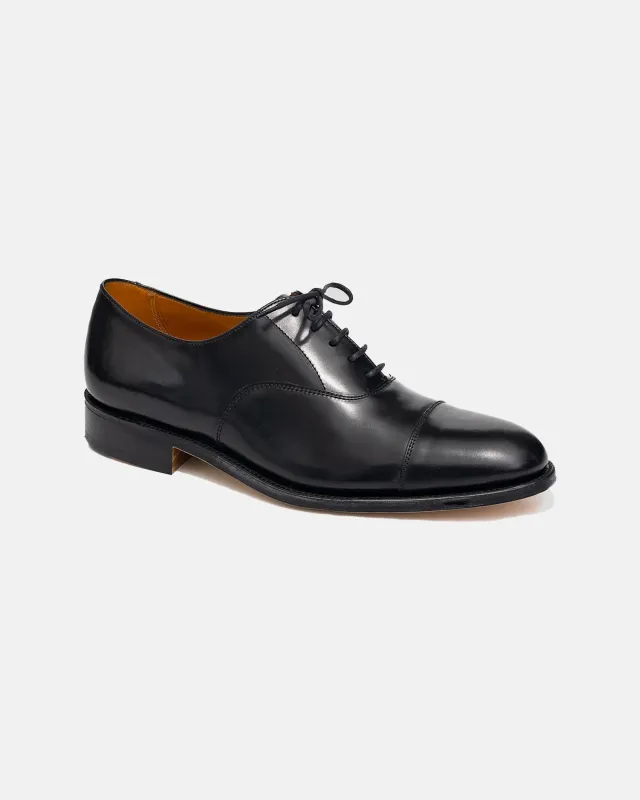Made-in-England Black Calfskin Cap Toe Oxford made by Sanders