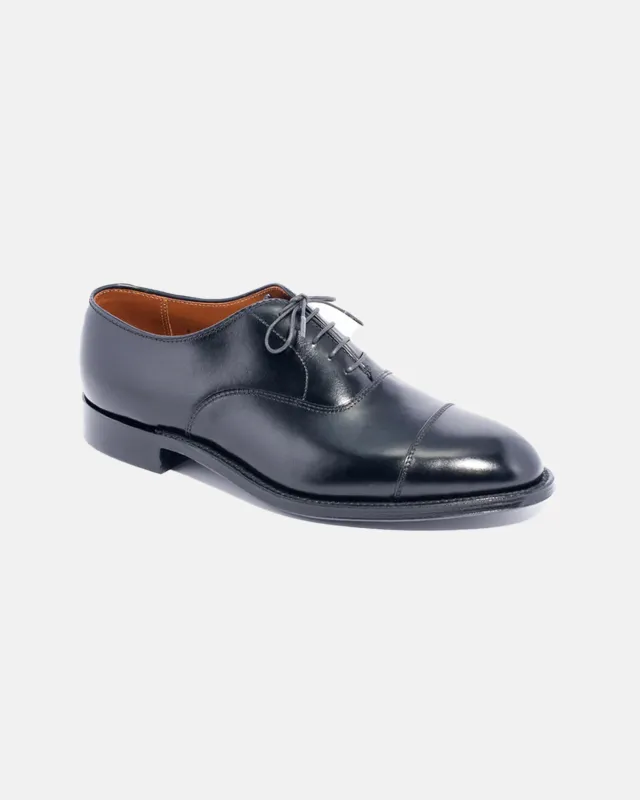 Made-in-USA Black Calfskin Straight Tip Bal Oxford made by Alden