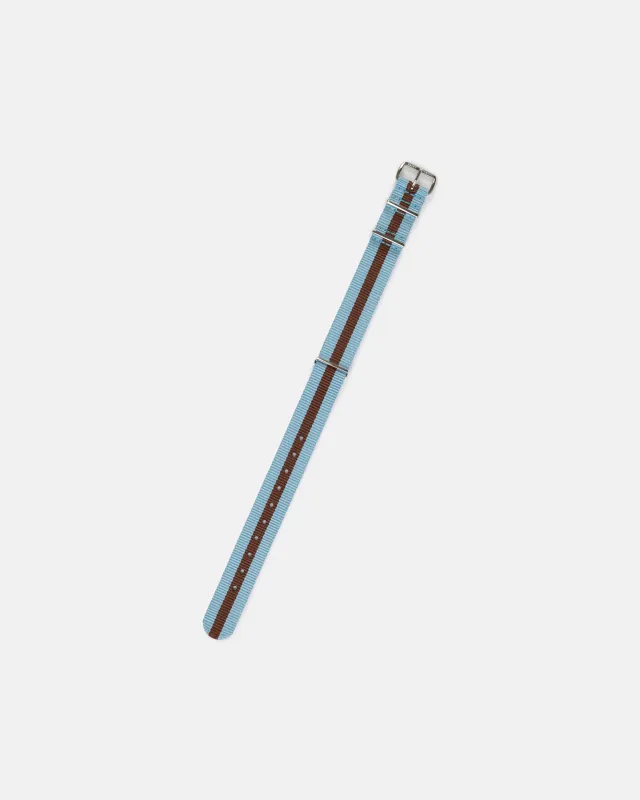Light Blue & Brown Stripe Nylon Watch Strap made by J. Press