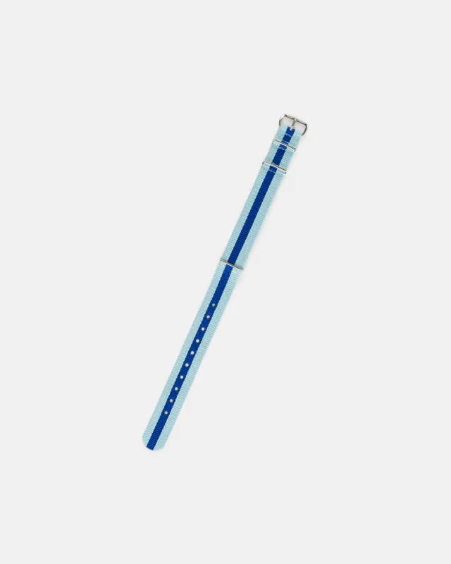 Light Blue & Blue Stripe Nylon Watch Strap made by J. Press