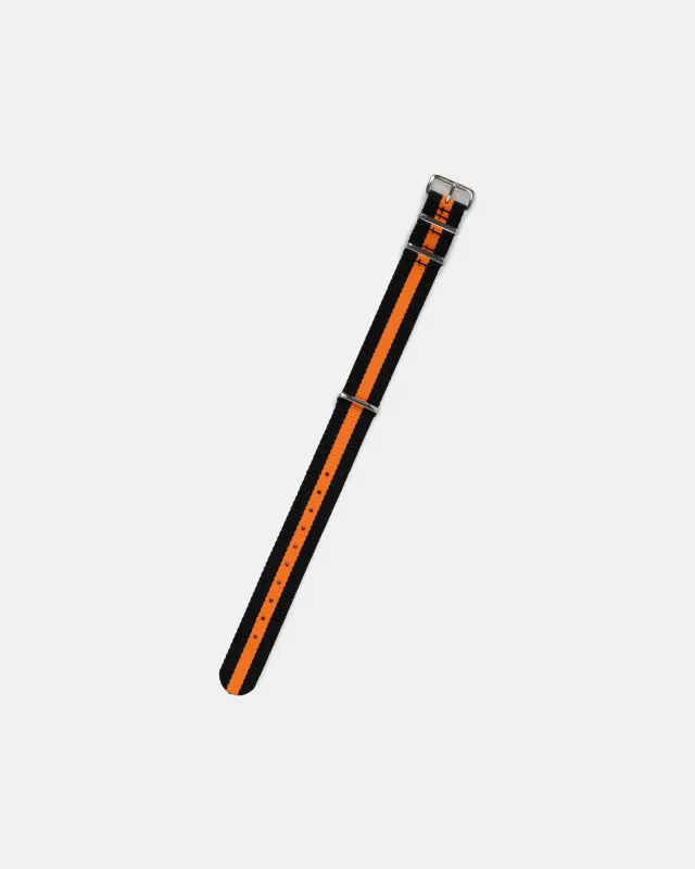 Black & Orange Stripe Nylon Watch Strap made by J. Press