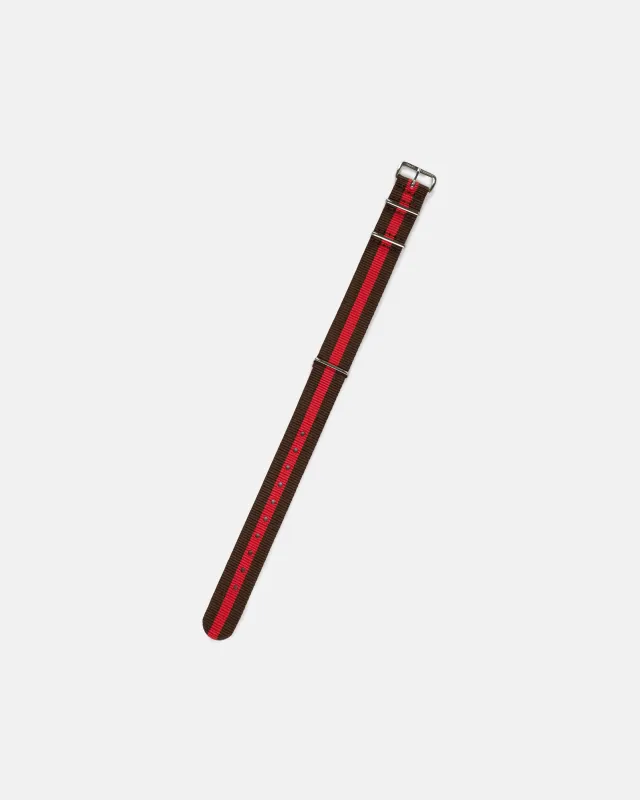 Brown & Red Stripe Nylon Watch Strap made by J. Press