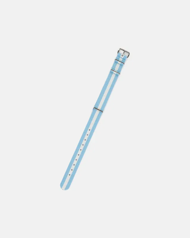 Light Blue & White Stripe Nylon Watch Strap made by J. Press