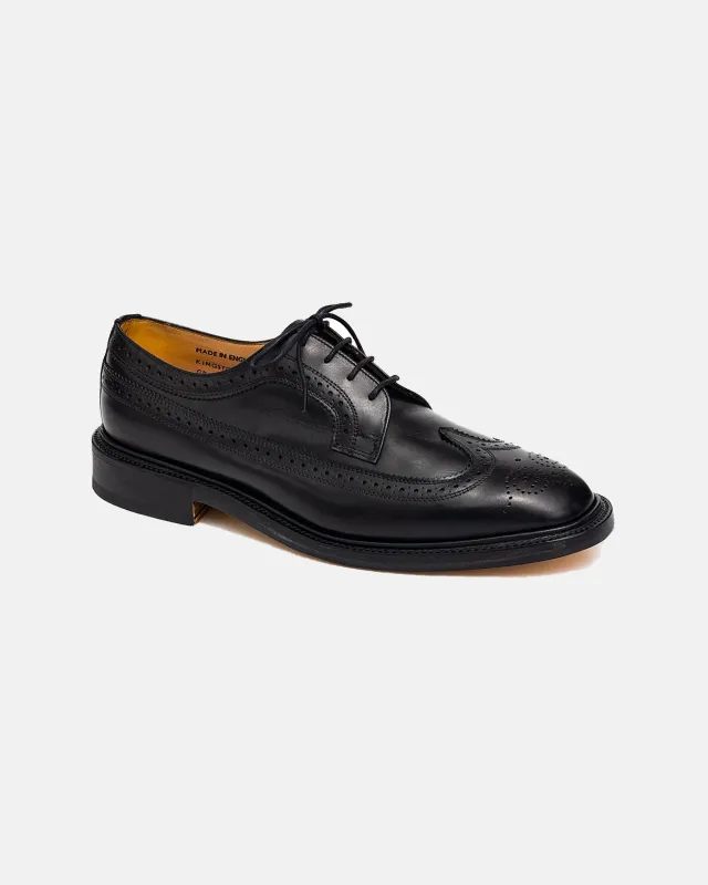 Made-in-England Black Calfskin Longwing Blucher made by Sanders