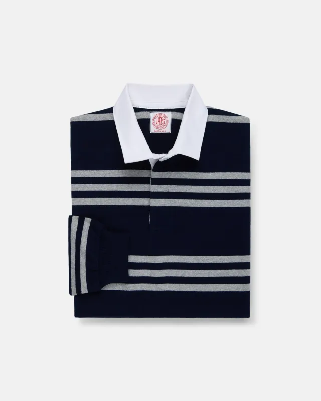 Made-in-USA Navy & Grey Triple Stripe Cotton Rugby made by J. Press