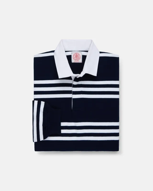 Made-in-USA Navy & White Triple Stripe Cotton Rugby made by J. Press