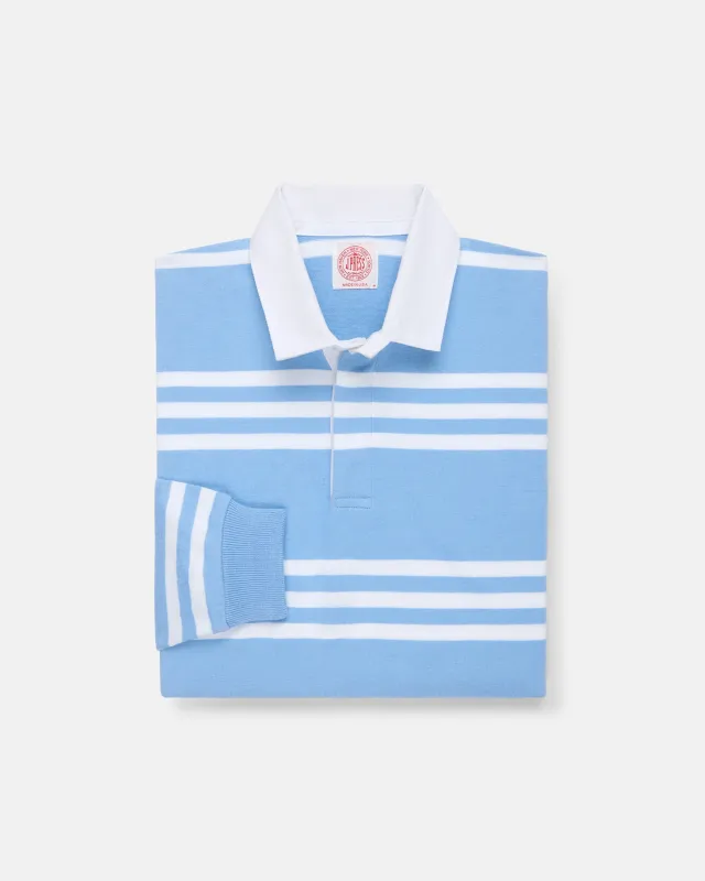 Made-in-USA Light Blue & White Triple Stripe Cotton Rugby made by J. Press