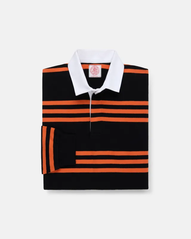 Made-in-USA Black & Orange Triple Stripe Cotton Rugby made by J. Press