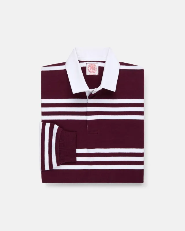 Made-in-USA Burgundy & White Triple Stripe Cotton Rugby made by J. Press