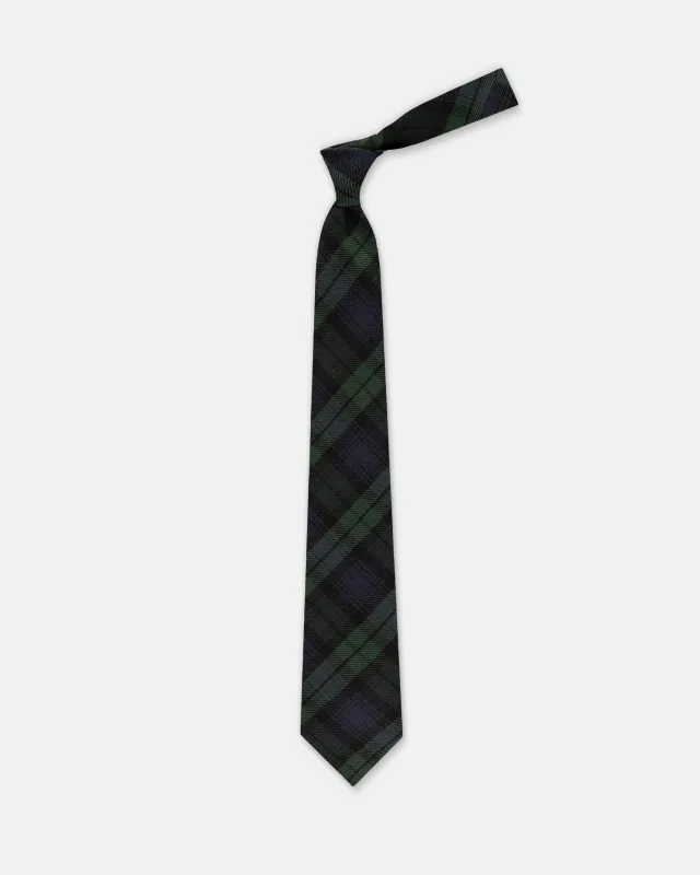 Made-in-UK Black Watch Tartan Wool Tie made by J. Press