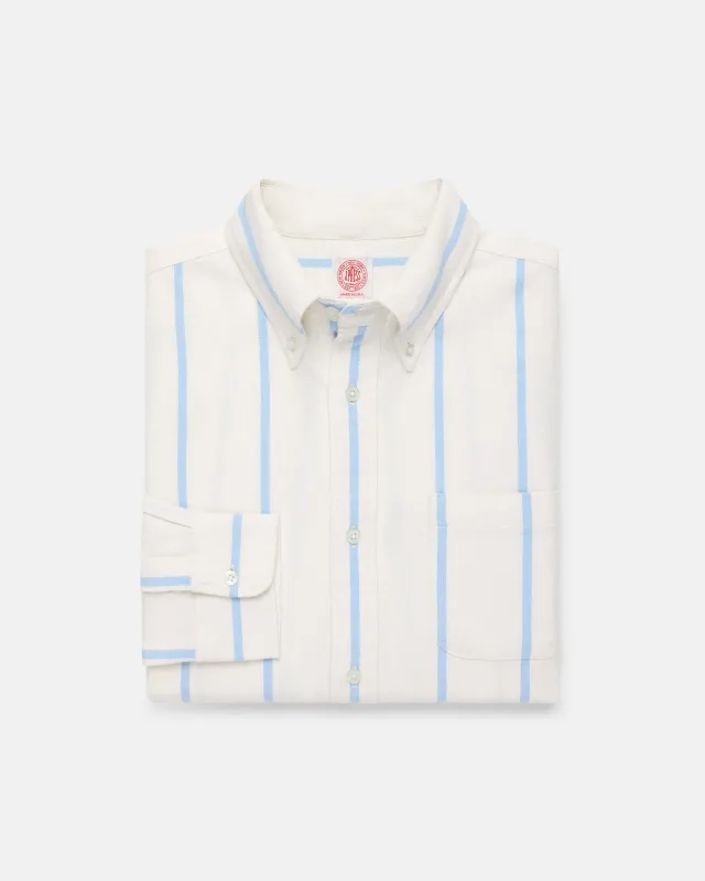 Light Blue Woven Stripe Brushed Button Down Sport Shirt made by J. Press