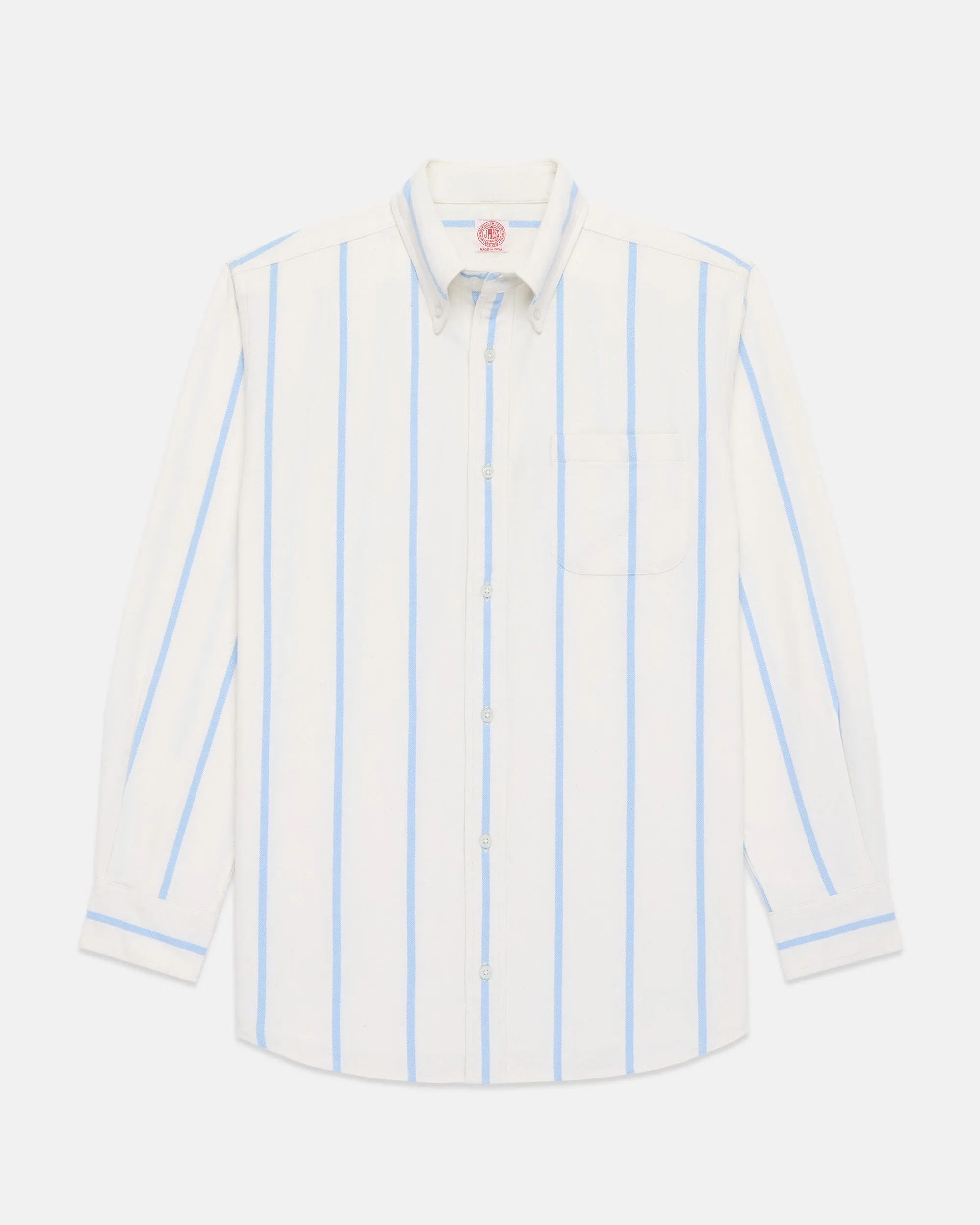 Light Blue Woven Stripe Brushed Button Down Sport Shirt sold by J. Press product image thumbnail 2