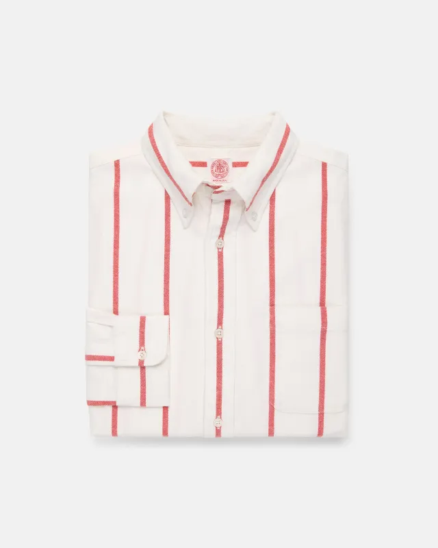 Red Woven Stripe Brushed Button Down Sport Shirt made by J. Press