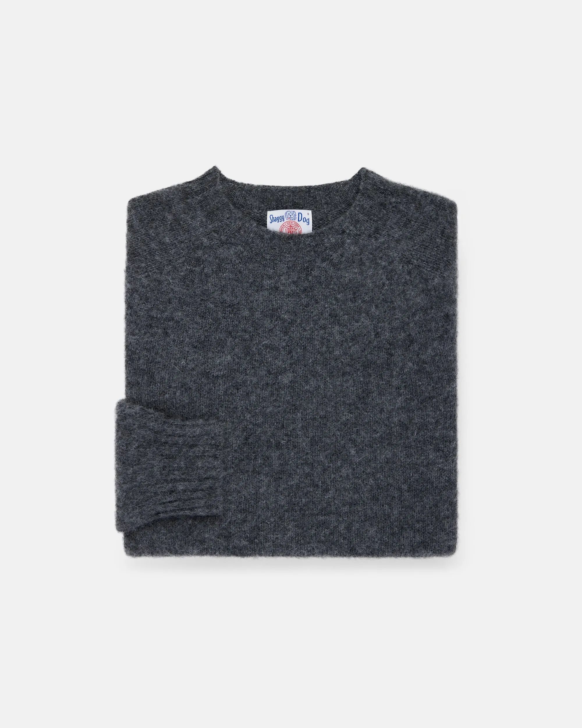 Made-in-Scotland Medium Grey Shaggy Dog Sweater - Trim Fit sold by J. Press