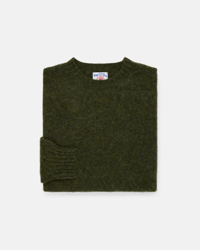 Made-in-Scotland Dark Olive Shaggy Dog Sweater - Trim Fit made by Harley-Davidson