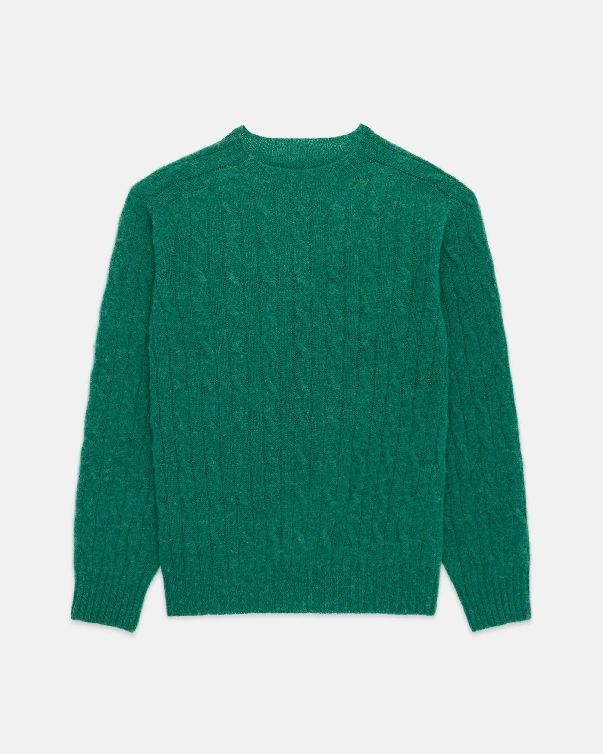 Made-in-Scotland Kelly Green Shaggy Dog Cable Knit Sweater - Classic Fit sold by J. Press product image thumbnail 2