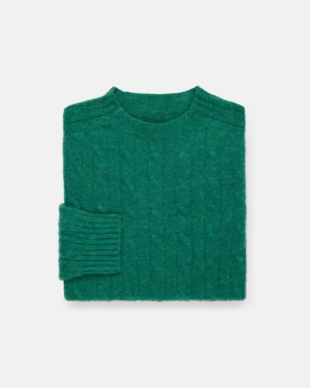 Made-in-Scotland Kelly Green Shaggy Dog Cable Knit Sweater - Classic Fit made by Harley-Davidson