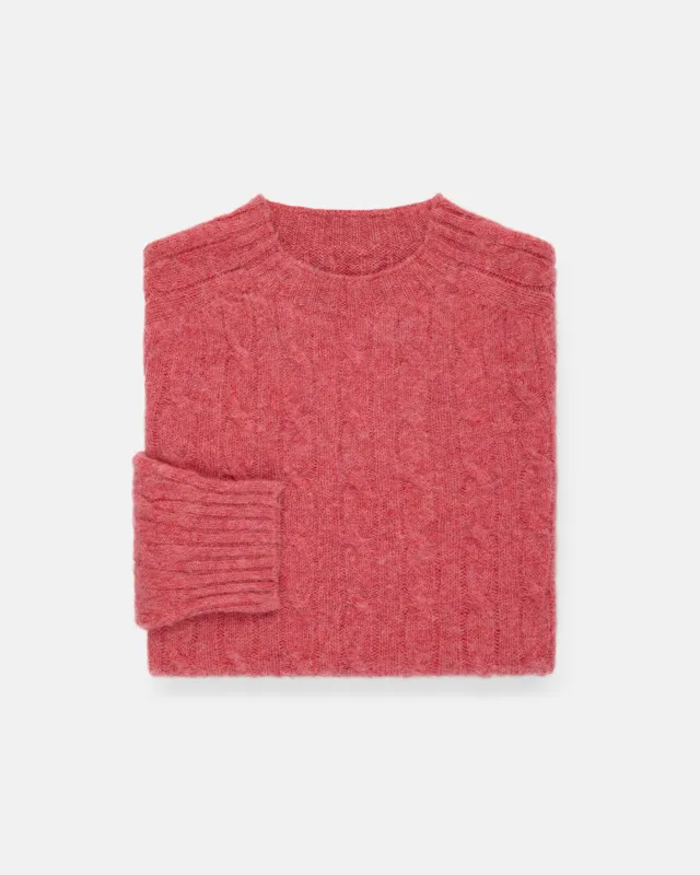 Made-in-Scotland Pink Shaggy Dog Cable Knit Sweater  - Classic Fit made by Harley-Davidson
