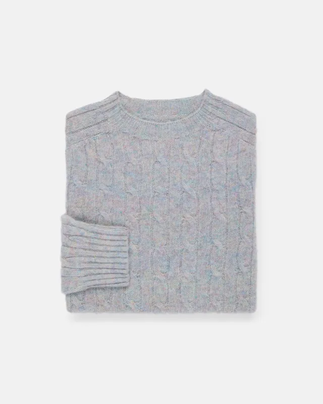 Made-in-Scotland Cotton Candy Shaggy Dog Cable Knit Sweater  - Classic Fit made by Harley-Davidson