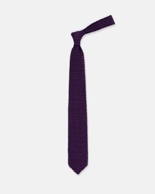 Made-in-Italy Purple Pointed End Silk Knit Tie made by J. Press