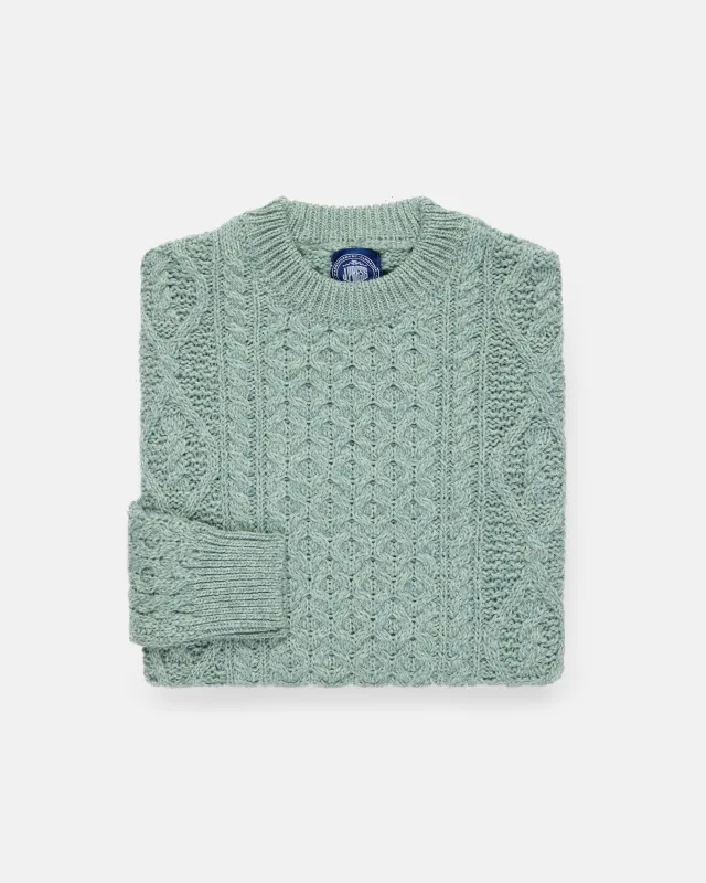 Made-in-Ireland Sage Aran Knit Crewneck Sweater made by J. Press
