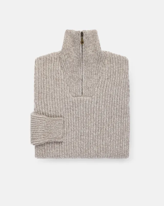 Made-in-Norway Grey 1/4 Zip Ribbed Sweater made by J. Press