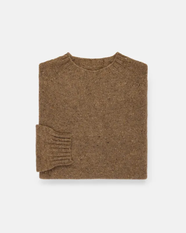Made-in-Scotland Brown Donegal Crew Neck Sweater made by Harley-Davidson