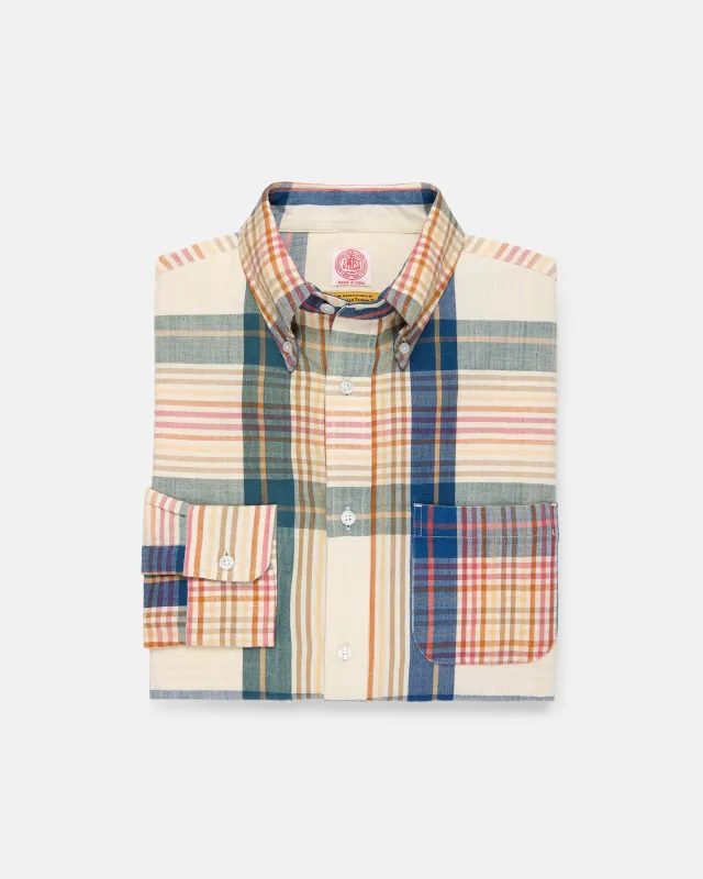 Handloomed Cream Plaid Shirt made by J. Press