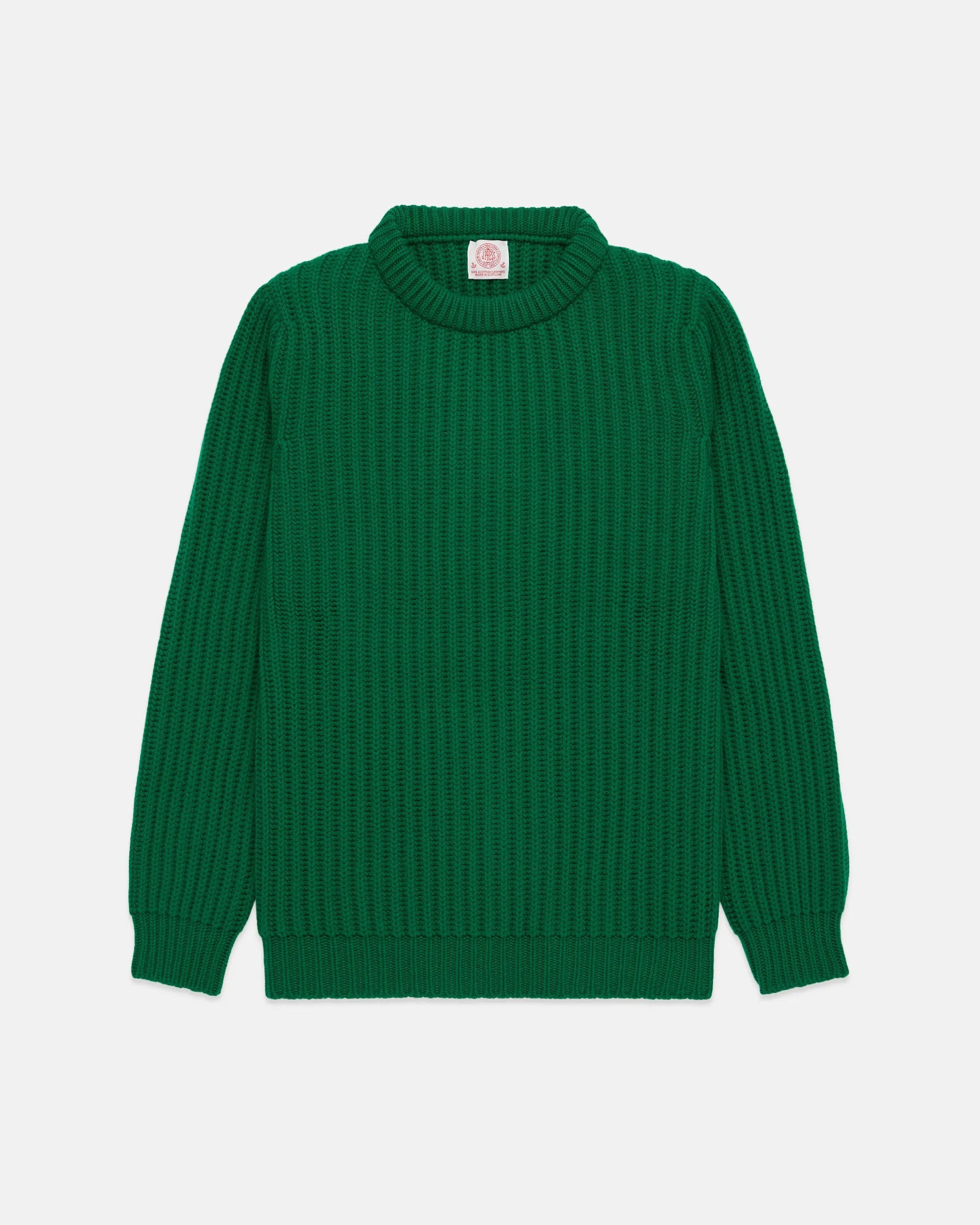 Made-in-Scotland Green Cashmere Fisherman Rib Crewneck Sweater sold by J. Press product image thumbnail 2