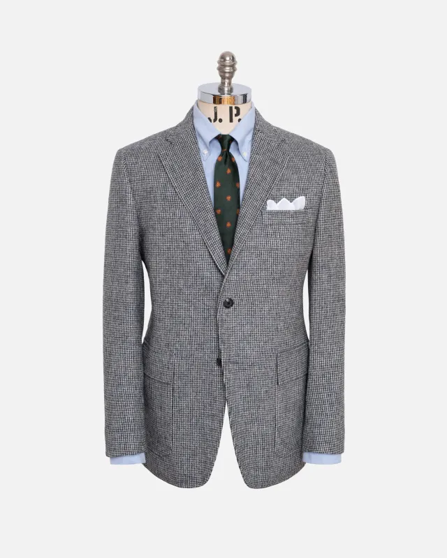 Made-in-USA Black & White Tic Weave Cheviot Tweed Sport Coat made by J. Press