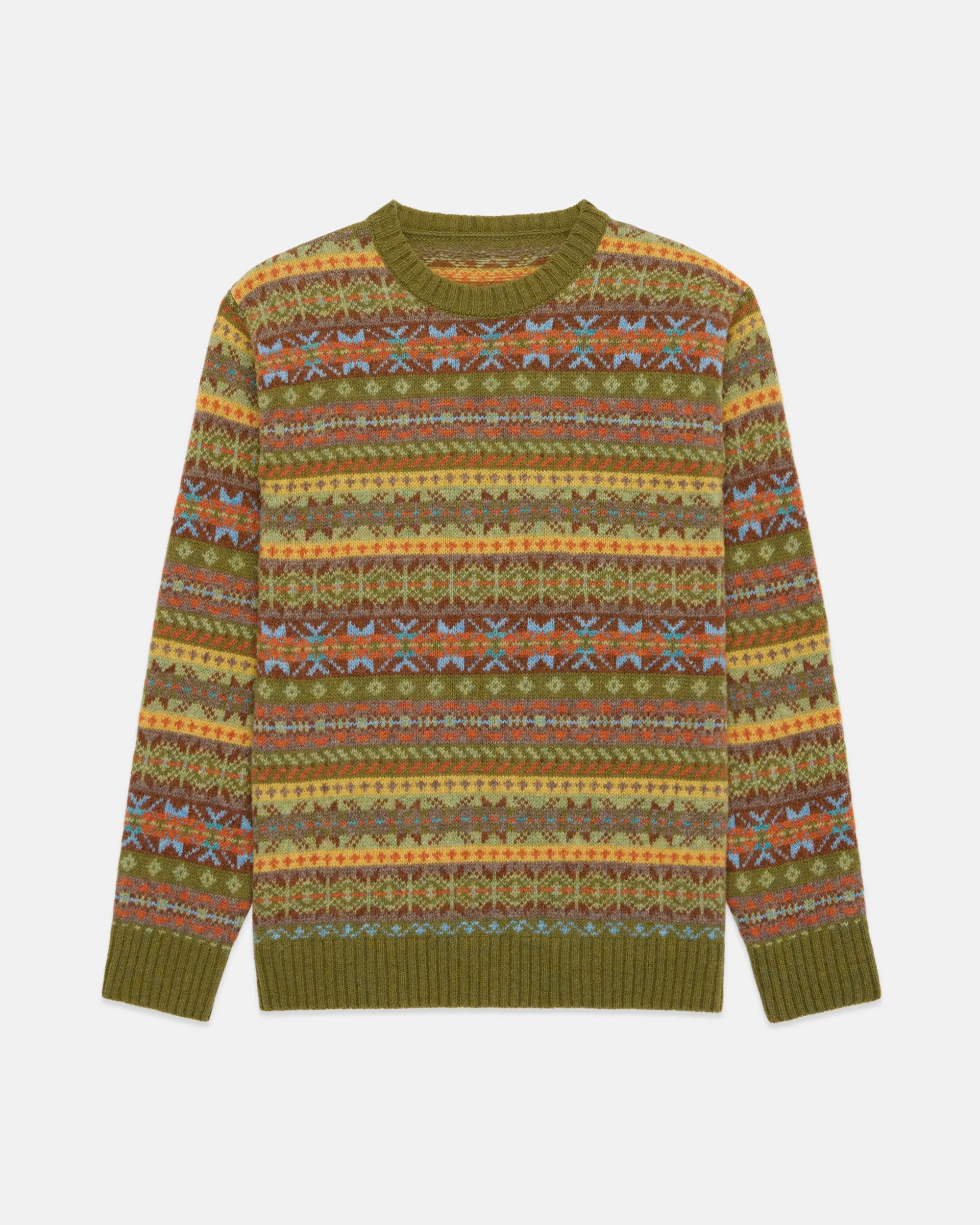 Made-in-Scotland Light Green Fair Isle Crew Neck Sweater sold by J. Press product image thumbnail 2