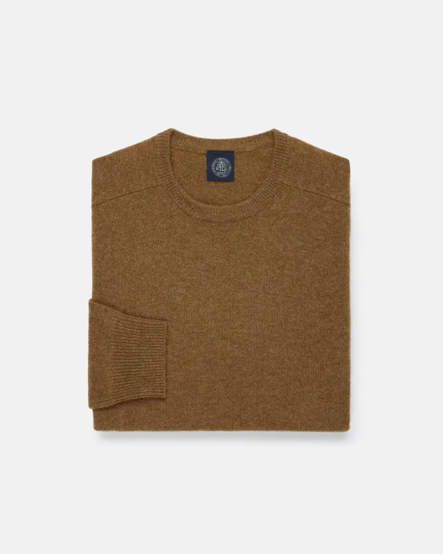 Light Brown Lambswool Crewneck Sweater made by Alan Paine
