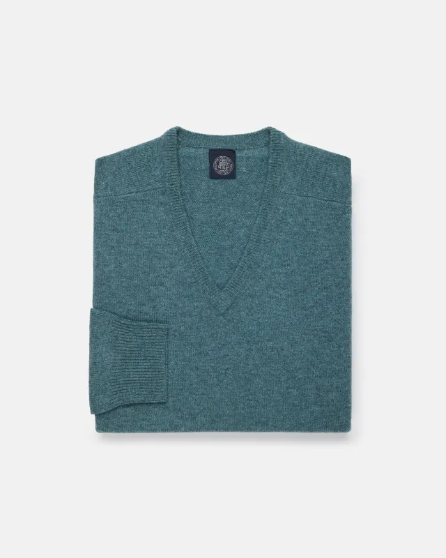 Lovat Lambswool V-neck Sweater made by Alan Paine