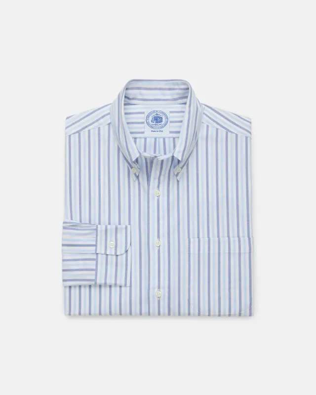Made-in-USA Blue & Light Blue Alternating Stripe Oxford Dress Shirt - Classic Fit made by J. Press