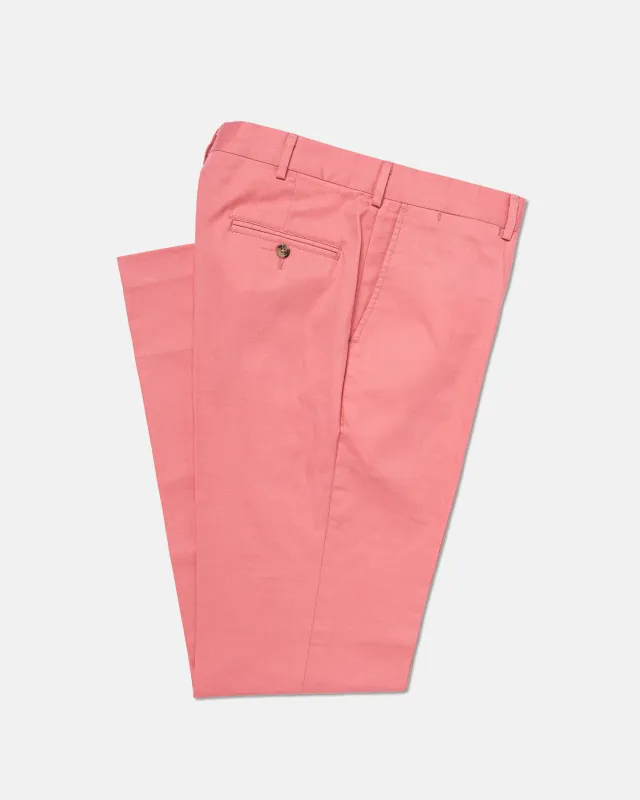 WASHED TWILL CHINO CLASSIC TROUSERS - PINK made by J. Press
