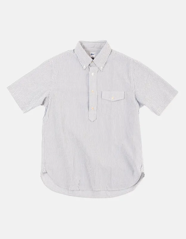 Blue & White Stripe Seersucker Popover Shirt - Trim Fit made by J. Press