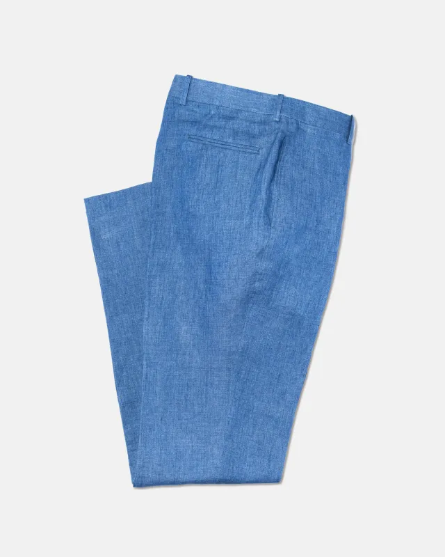 BLUE LINEN TROUSERS - CLASSIC FIT made by J. Press
