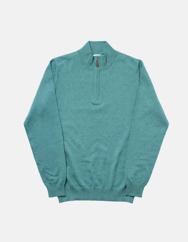 Green Cotton-Cashmere Quarter-Zip Sweater made by J. Press