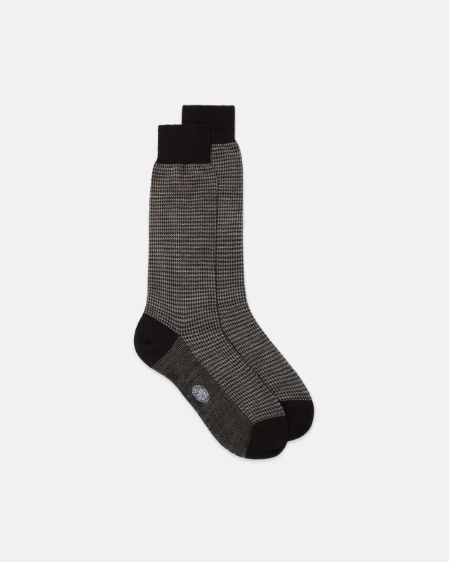 Made-in-Italy Multi Houndscheck Wool Mid-Calf Socks made by J. Press