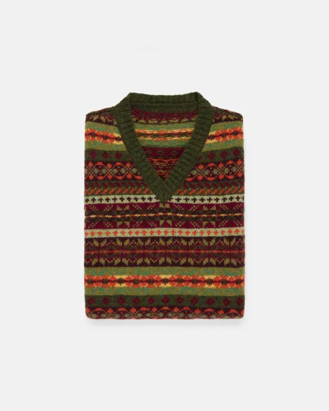 Made-in-Scotland Green Fair Isle Vest - Trim Fit made by Harley-Davidson