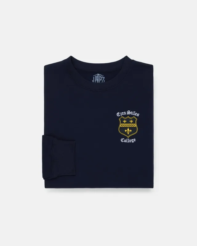 Navy Cotton Crewneck Sweatshirt Ezra Stiles made by J. Press