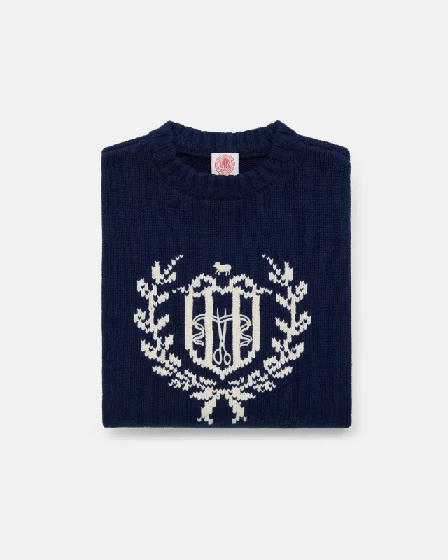 J. Press Crest Intarsia Knit Cotton Sweater made by J. Press