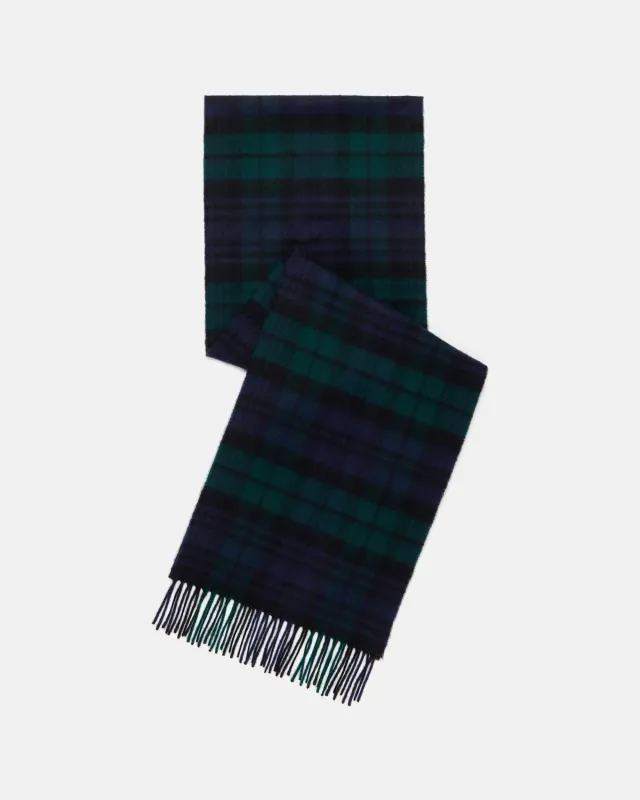 Made-in-Scotland Blackwatch Tartan Cashmere Muffler made by Johnstons of Elgin