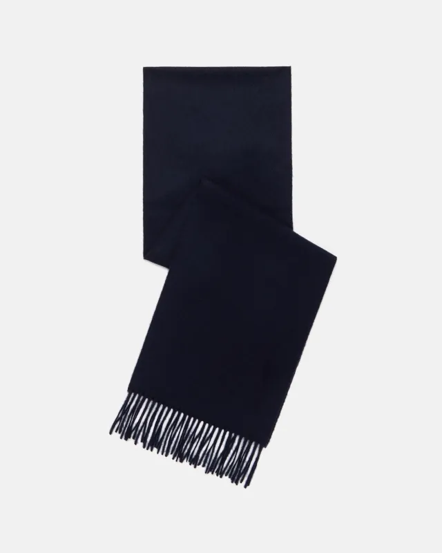 Made-in-Scotland Navy Cashmere Muffler made by Johnstons of Elgin