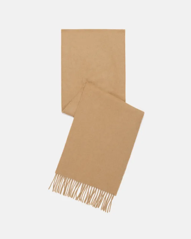 Made-in-Scotland Camel Cashmere Muffler made by Johnstons of Elgin