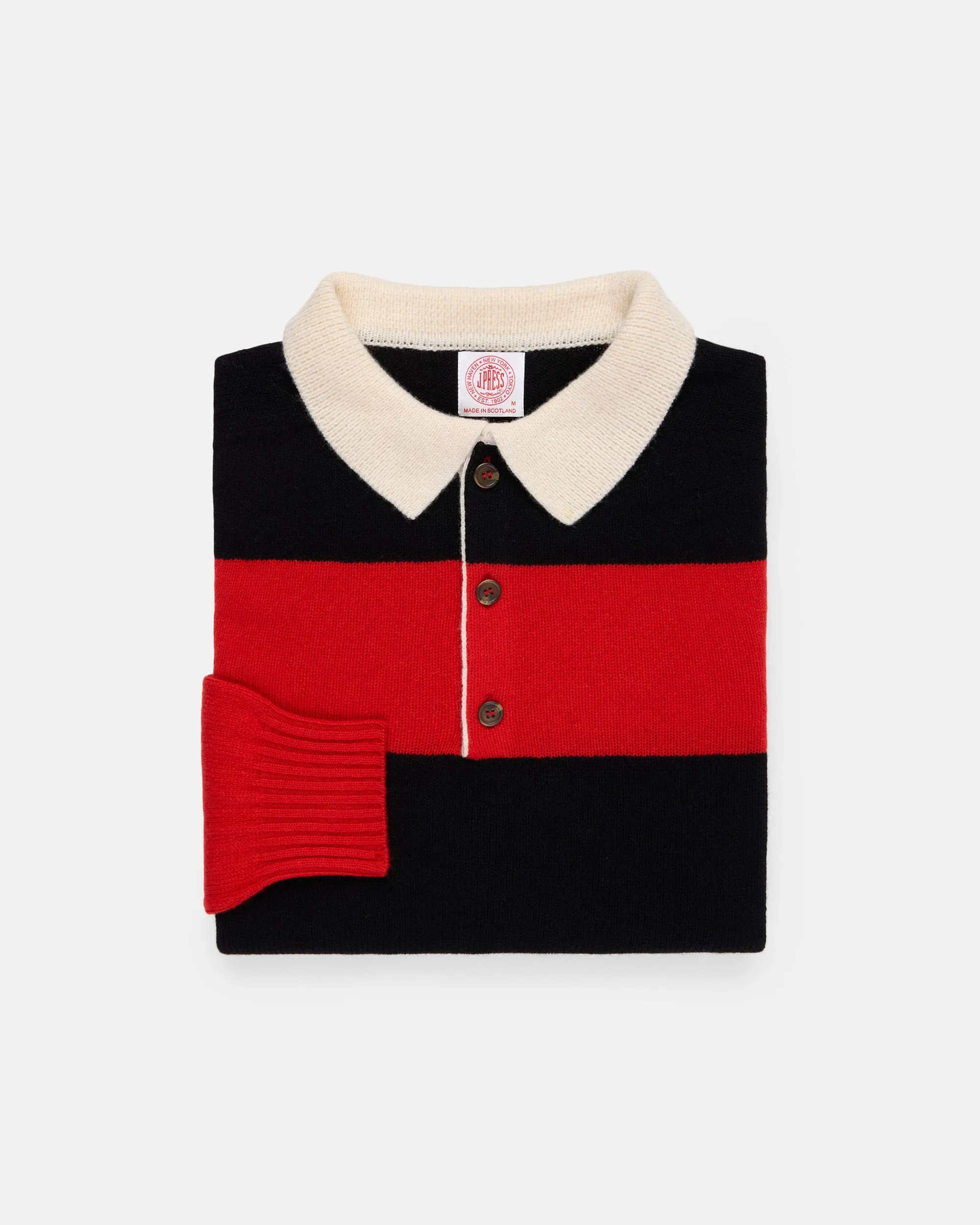 Made-in-Scotland Red & Black Rugby Sweater sold by J. Press