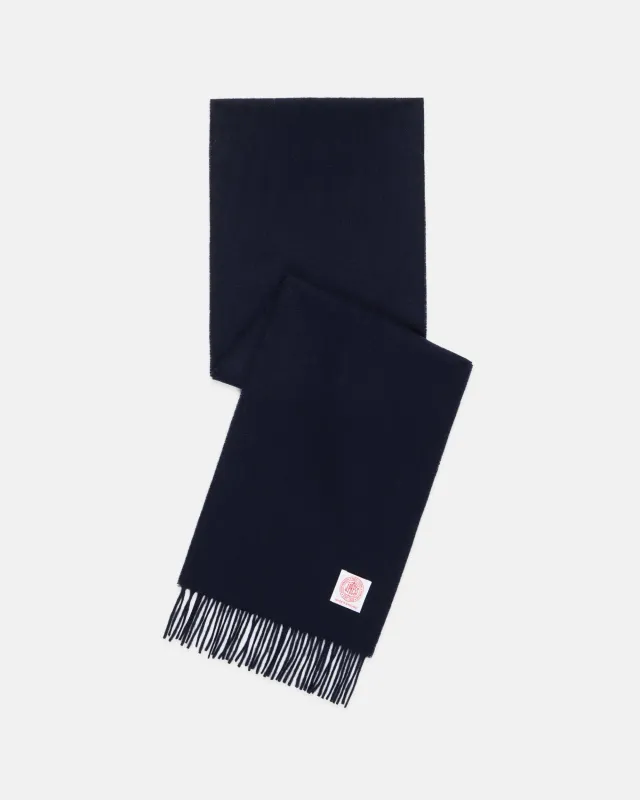 Made-in-England Navy Merino Wool Scarf made by J. Press