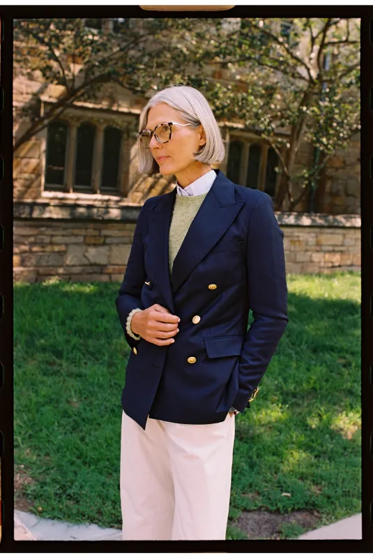 Women's Double-Breasted Navy Blazer made by J. Press