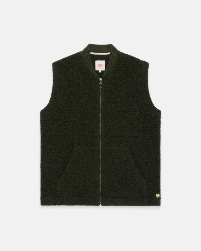 Armor-Lux Olive Sherpa Fleece Vest made by Armor-Lux