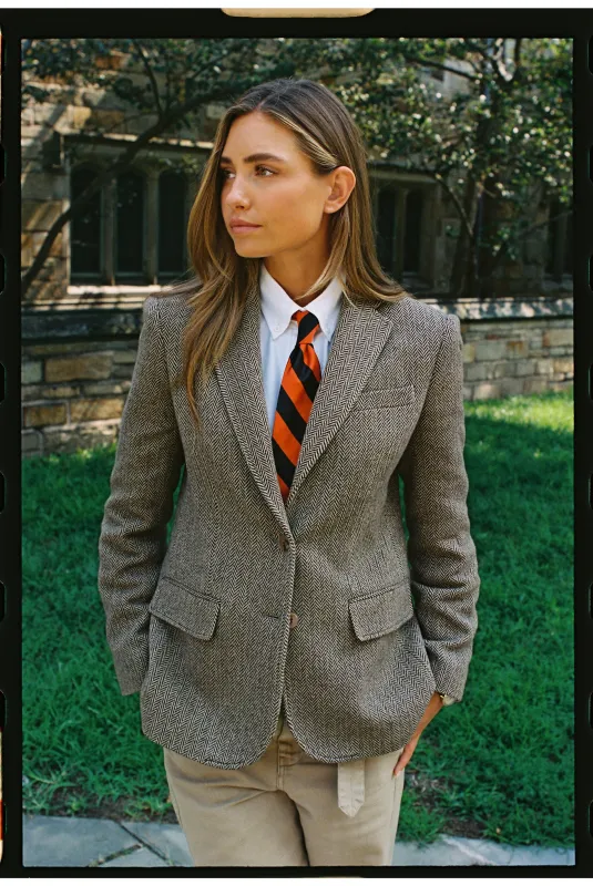 Made-in-USA Women's Black & Cream Herringbone Sport Coat made by J. Press